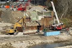 November 2023 - Construction of the northbound side of the new bridge over the Neshaminy Creek,