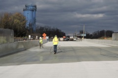 November 2022 - The final deck cleaning prior to opening the new northbound bridge over the railroad and Old Lincoln Highway.