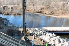 December 2021 - Driving piles to support the south abutment for the new U.S.1 bridge over Neshaminy Creek.