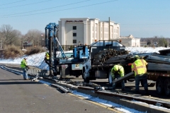 March 2019 - A crew removes the guiderail that separated the on and off ramps for the eastbound Street Road (Route 132)/U.S. 1 Interchange. The ramps are being rebuilt as part of northbound construction on U.S. 1.