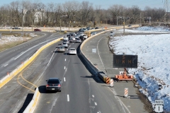 March 2019 - Eastbound Street Road (Route 132) traffic at the temporary intersection providing access to and from northbound U.S. 1.