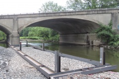 June 2021 - The contractor installs support of excavation for construction of the new bridge over Neshaminy Creek.