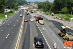 July 2023 - Looking northbound at the work zone at the Neshaminy Creek Bridge.
