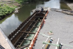 August 2021 - Looking down at the under-construction center pier for the new U.S.1 bridge over the Neshaminy Creek.