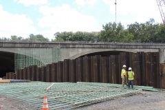 October 2021 - Shoring in place for construction of the new bridge over the Neshaminy Creek.